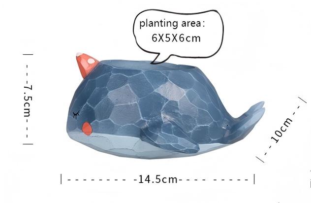 Cartoon Blue Whale Succulent Planter