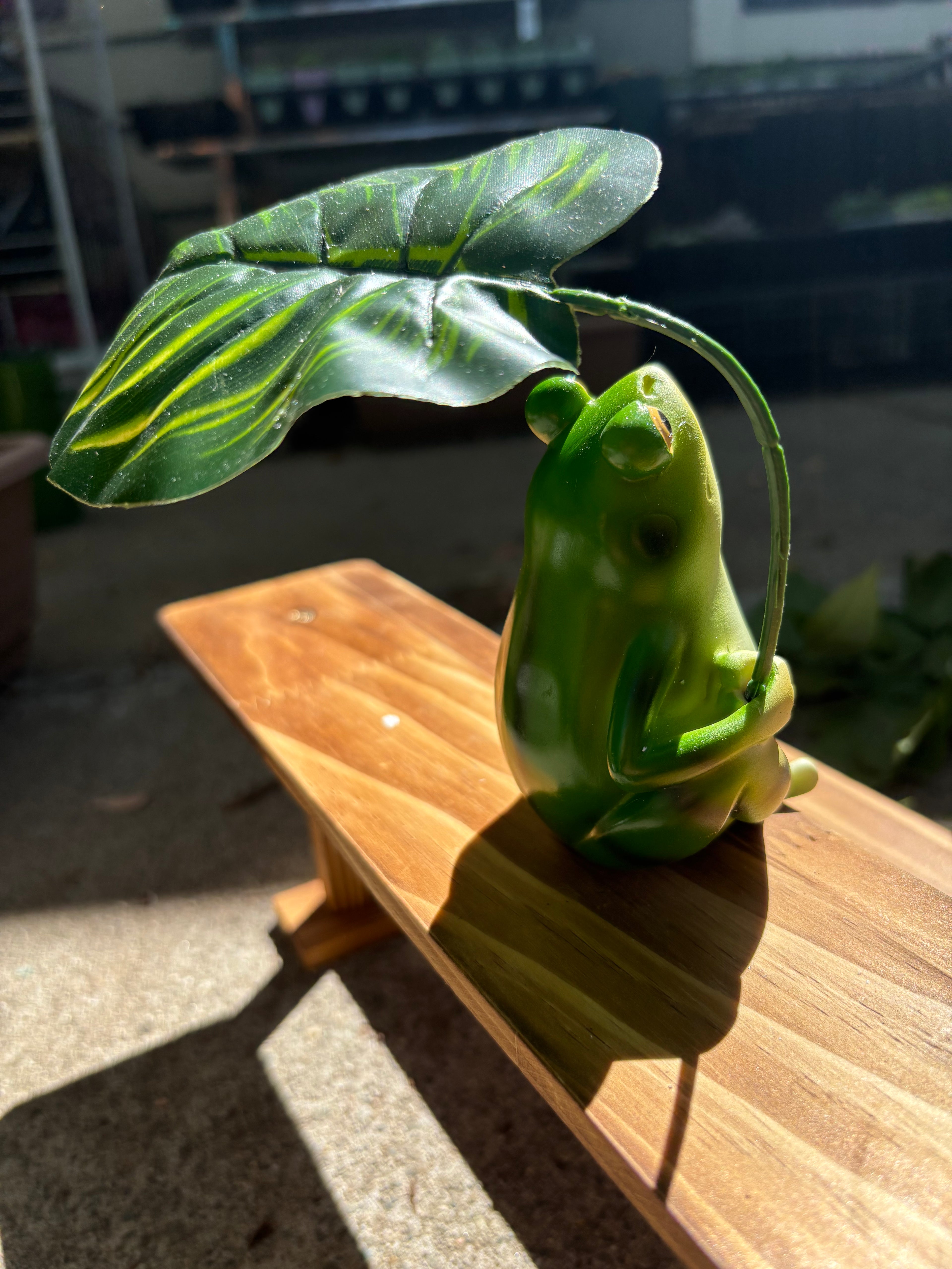 Frog Figurine with a Leaf