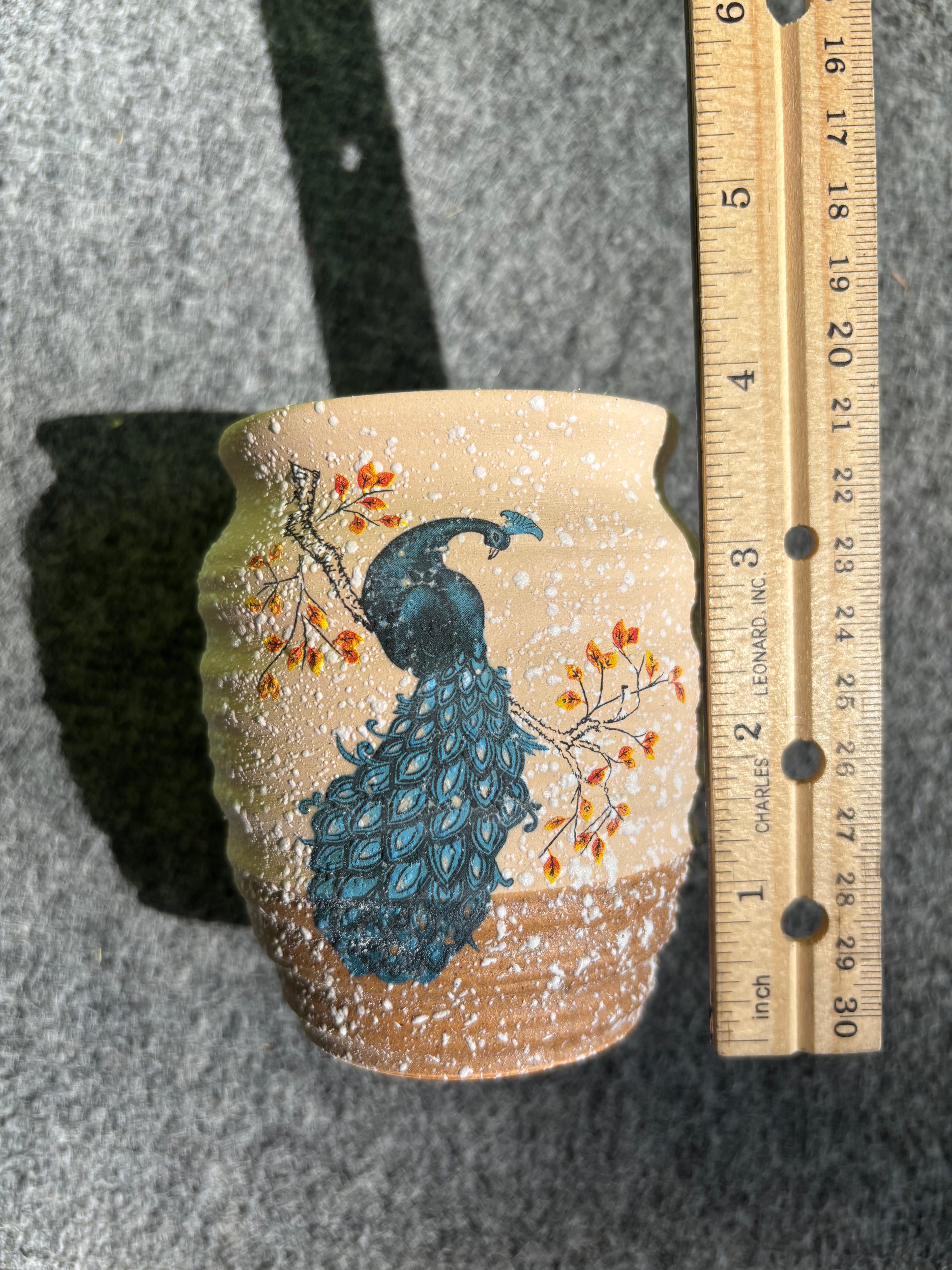 Elegant Clay Pot with Peacock Design-1