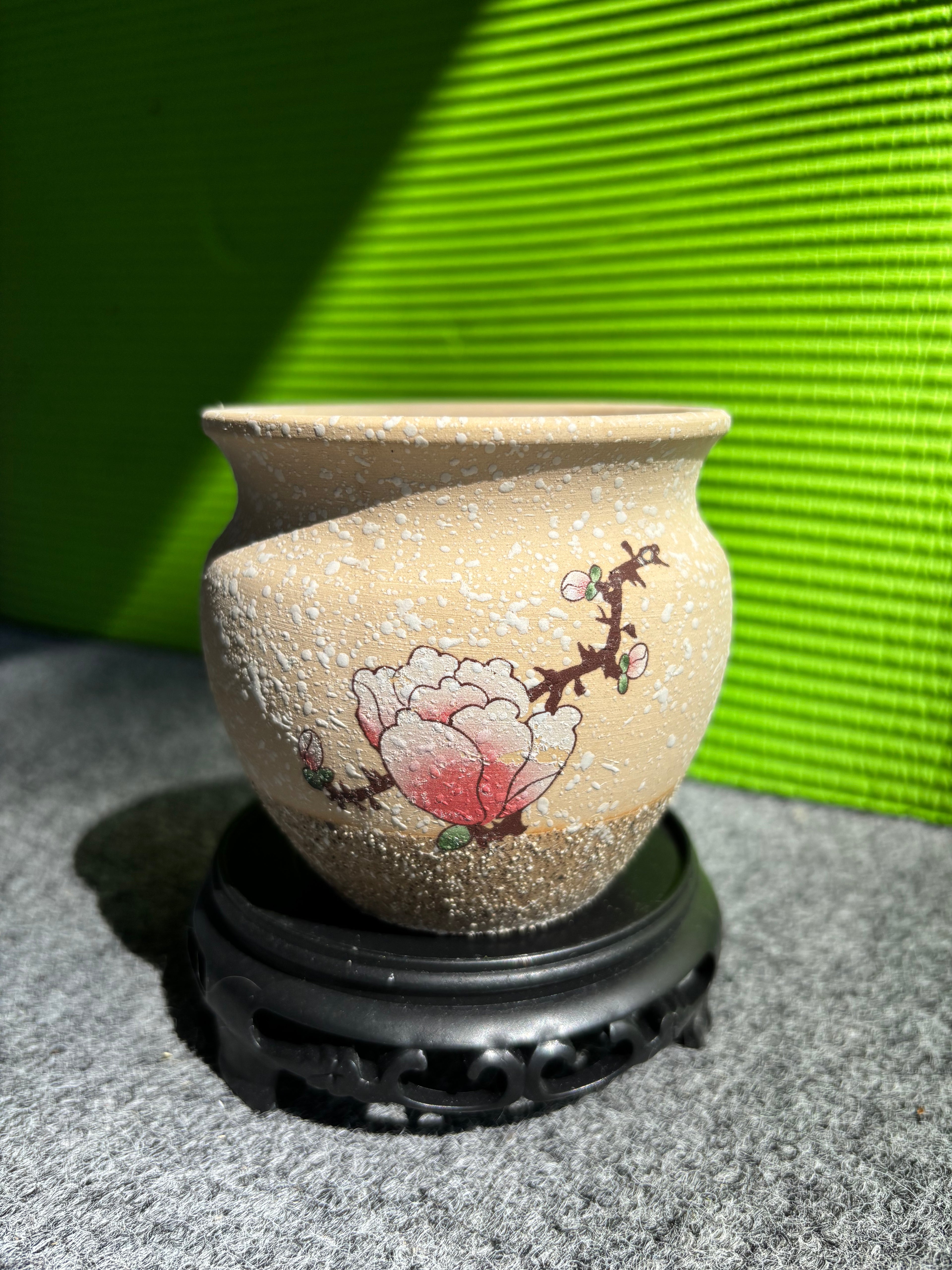 Elegant Clay Pot with flower Design-2