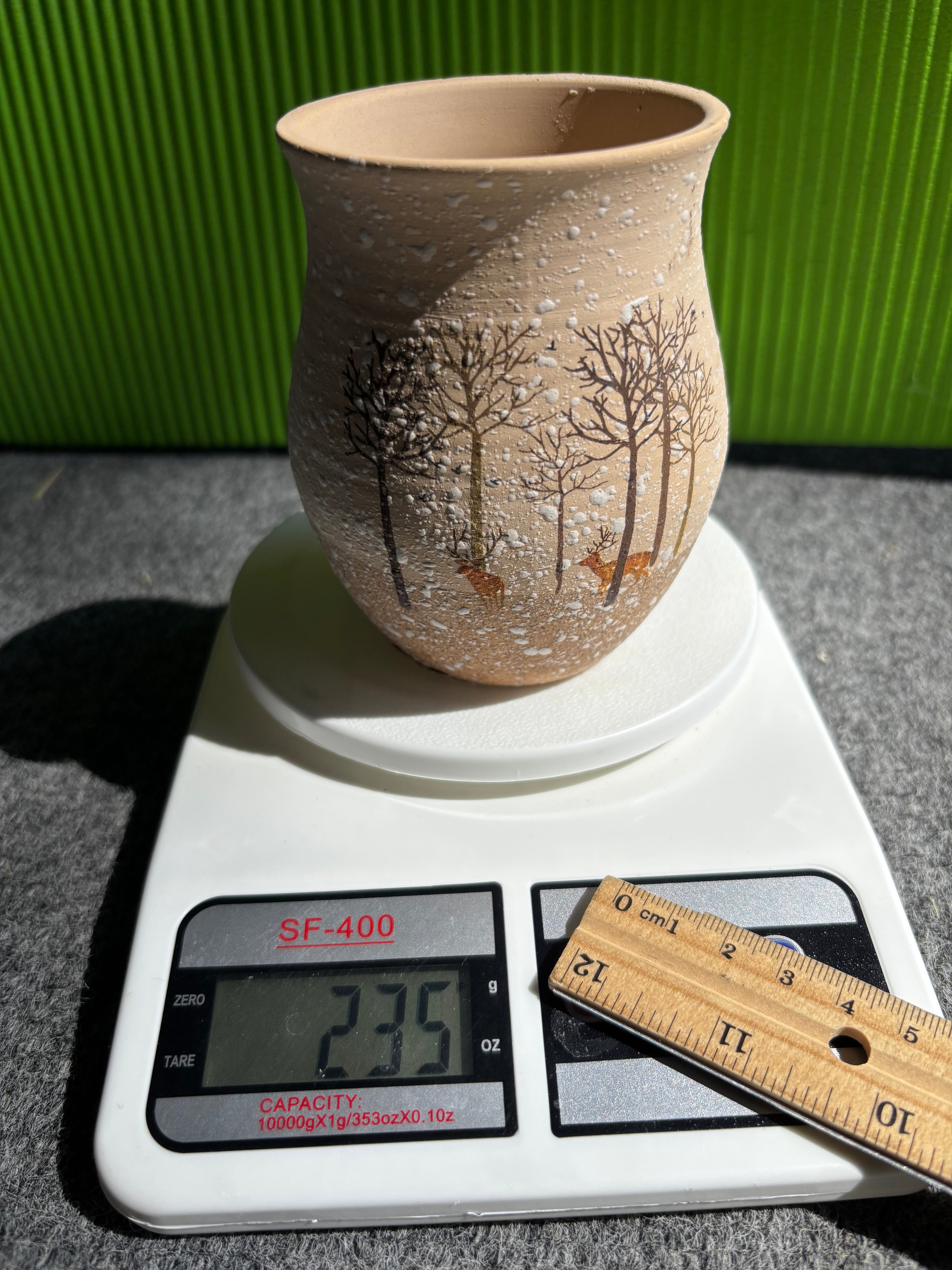 Elegant Clay Pot with deer Design-3