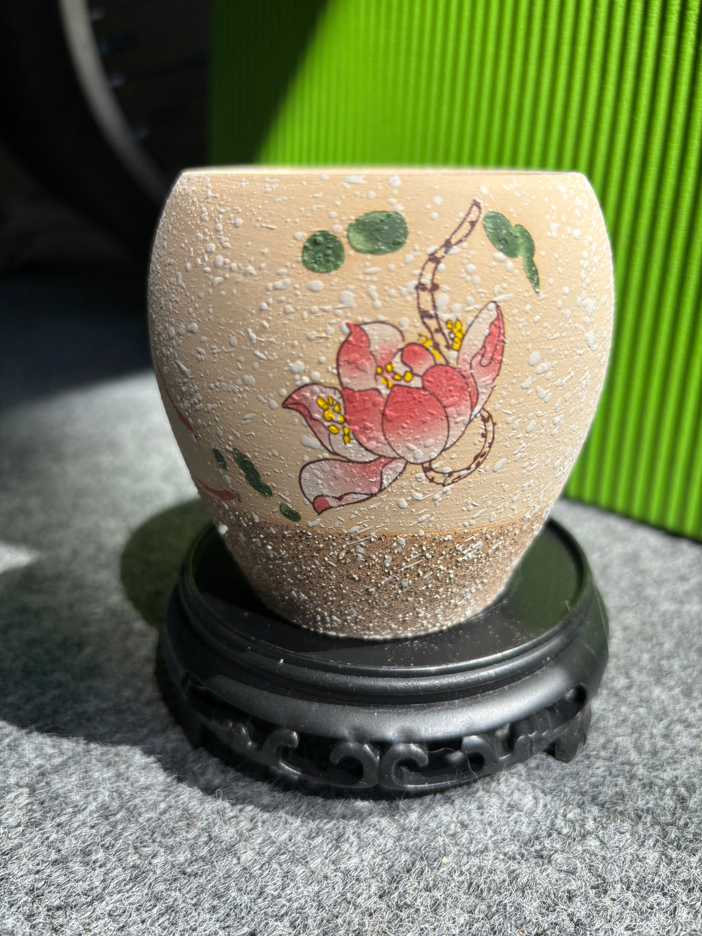 Elegant Clay Pot with lotus Design-4