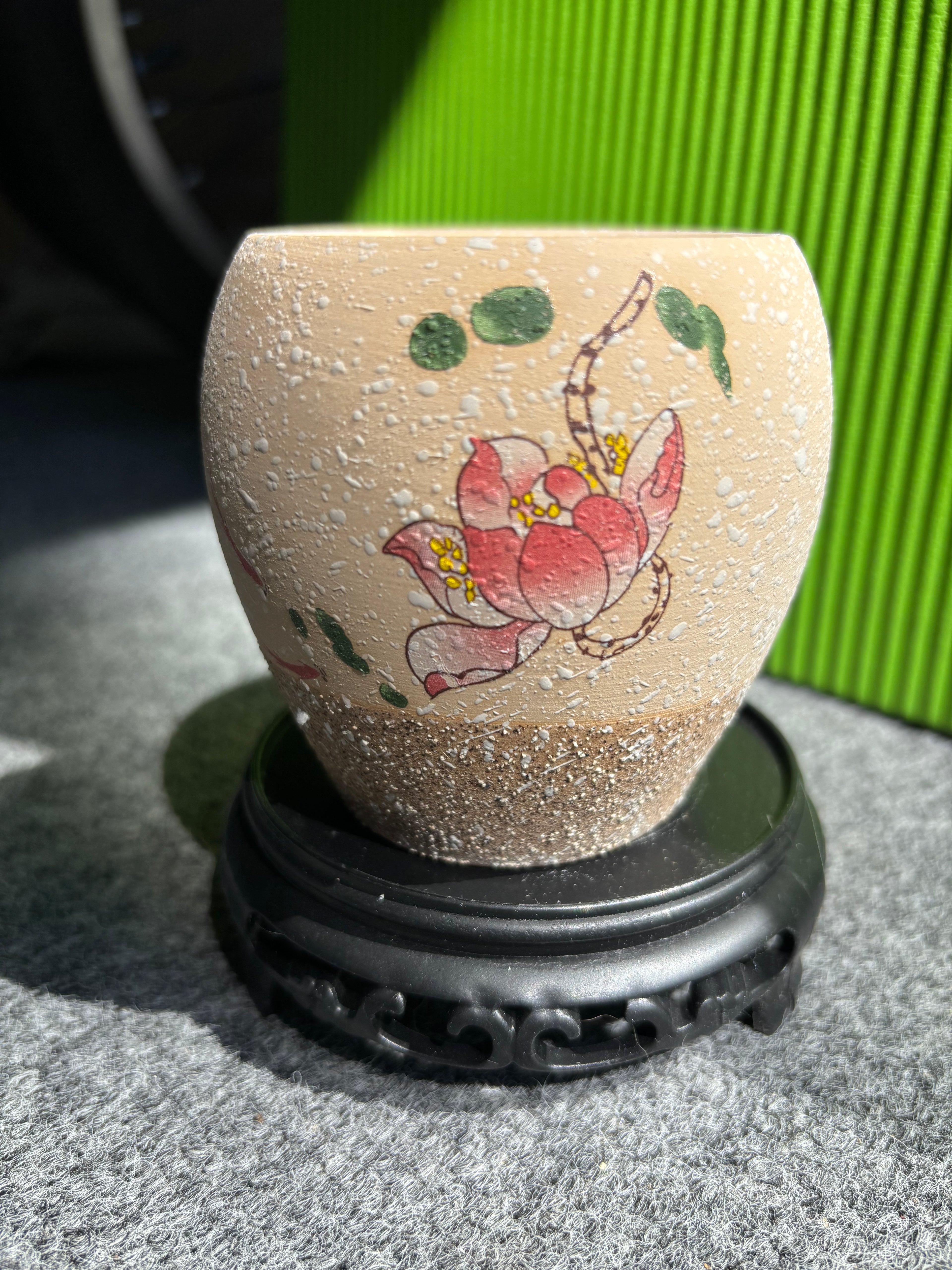 Elegant Clay Pot with lotus Design-4