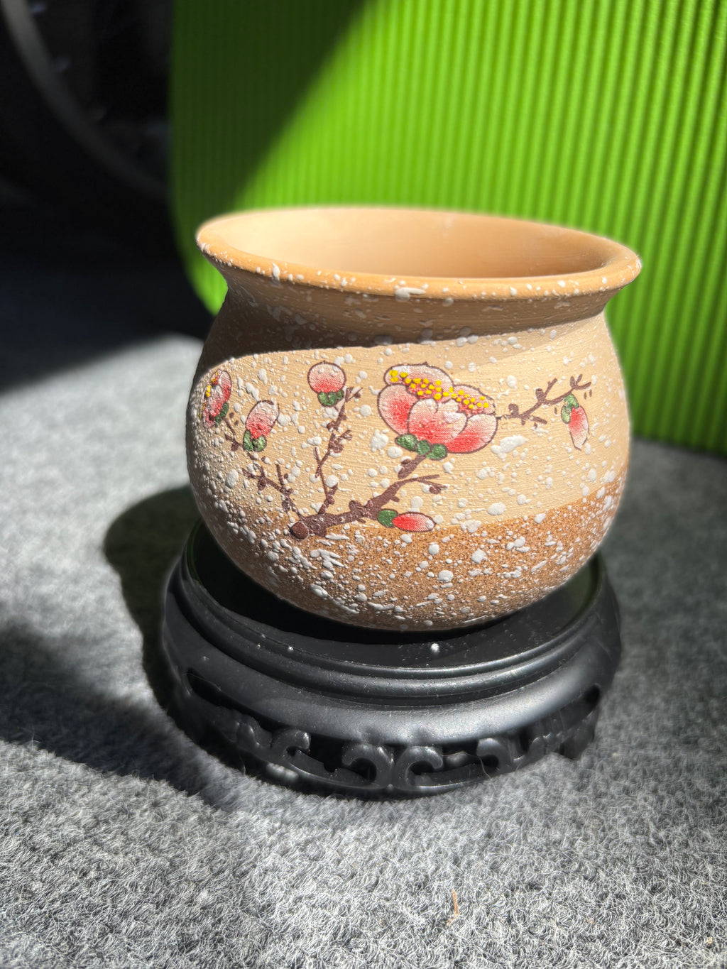 Elegant Clay Pot with peach blossom Design-5