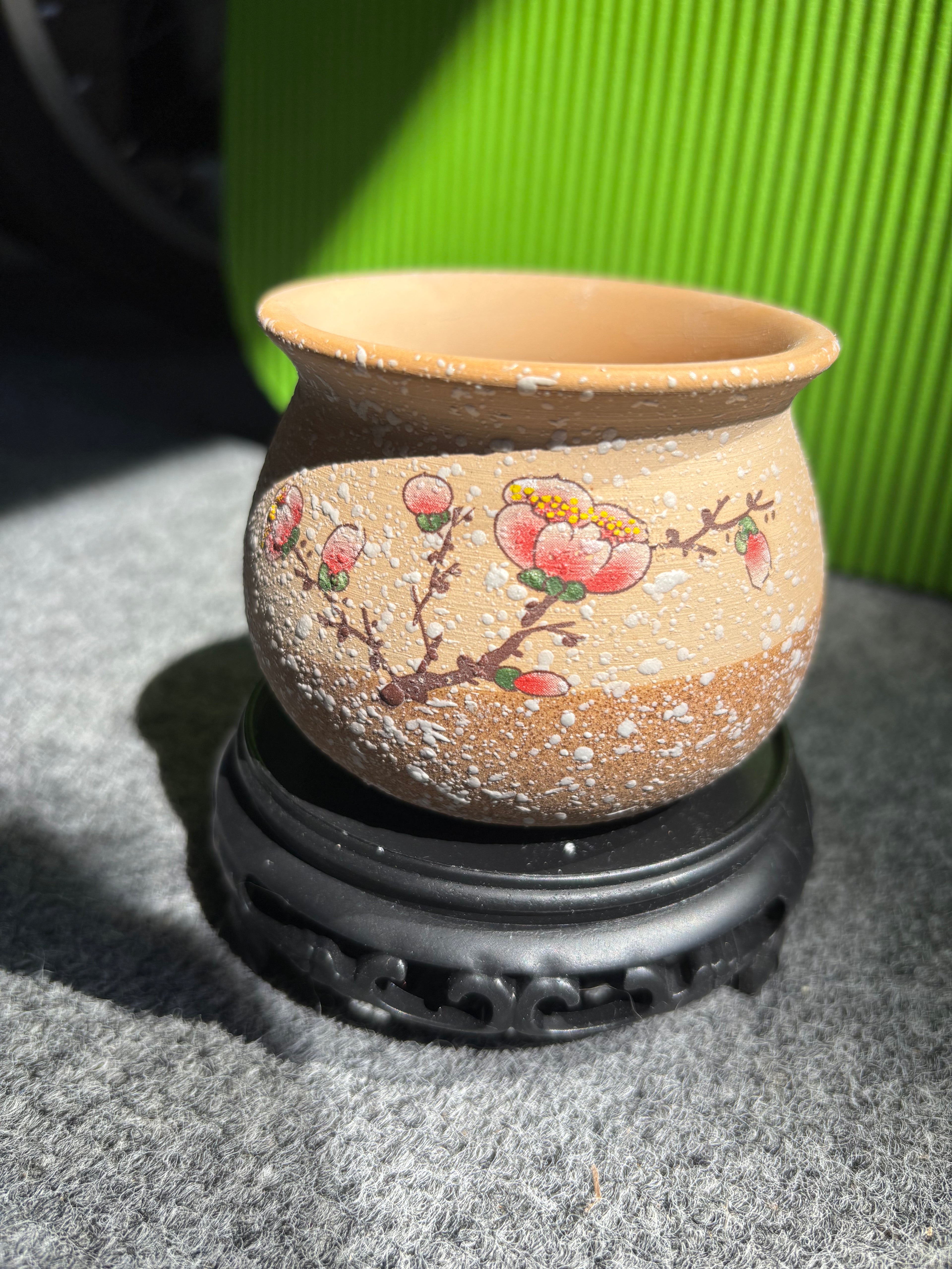 Elegant Clay Pot with peach blossom Design-5