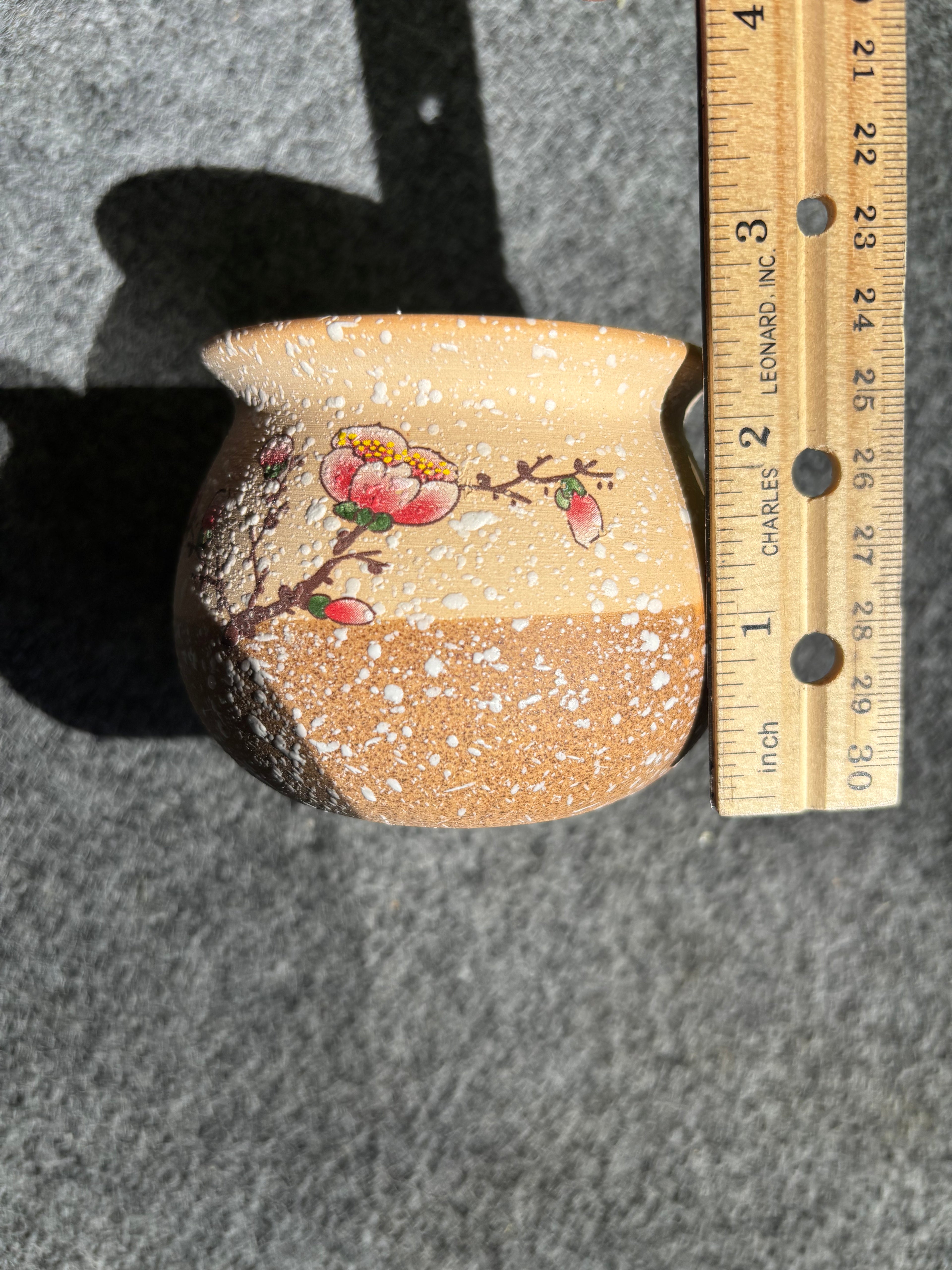 Elegant Clay Pot with peach blossom Design-5