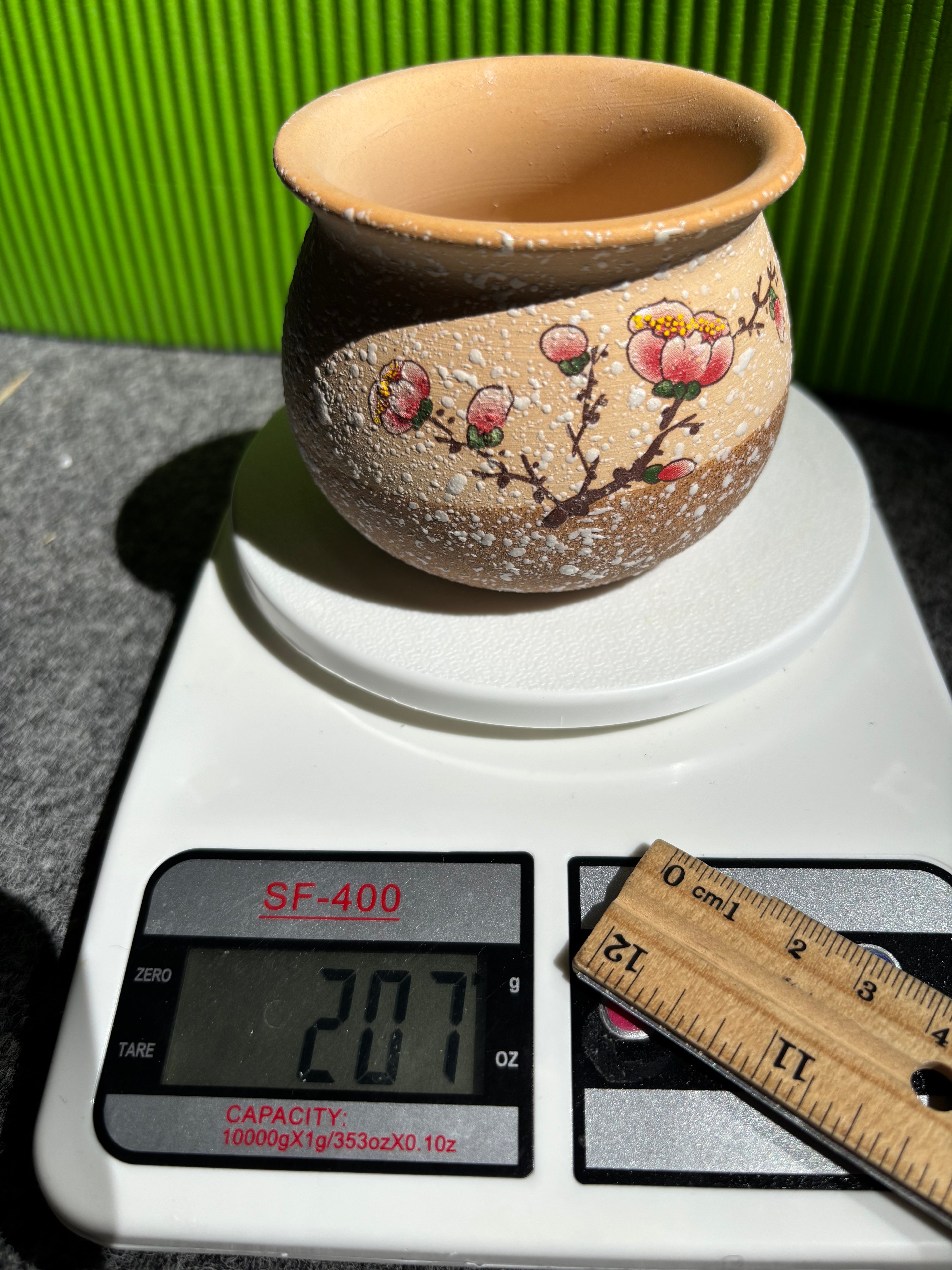 Elegant Clay Pot with peach blossom Design-5