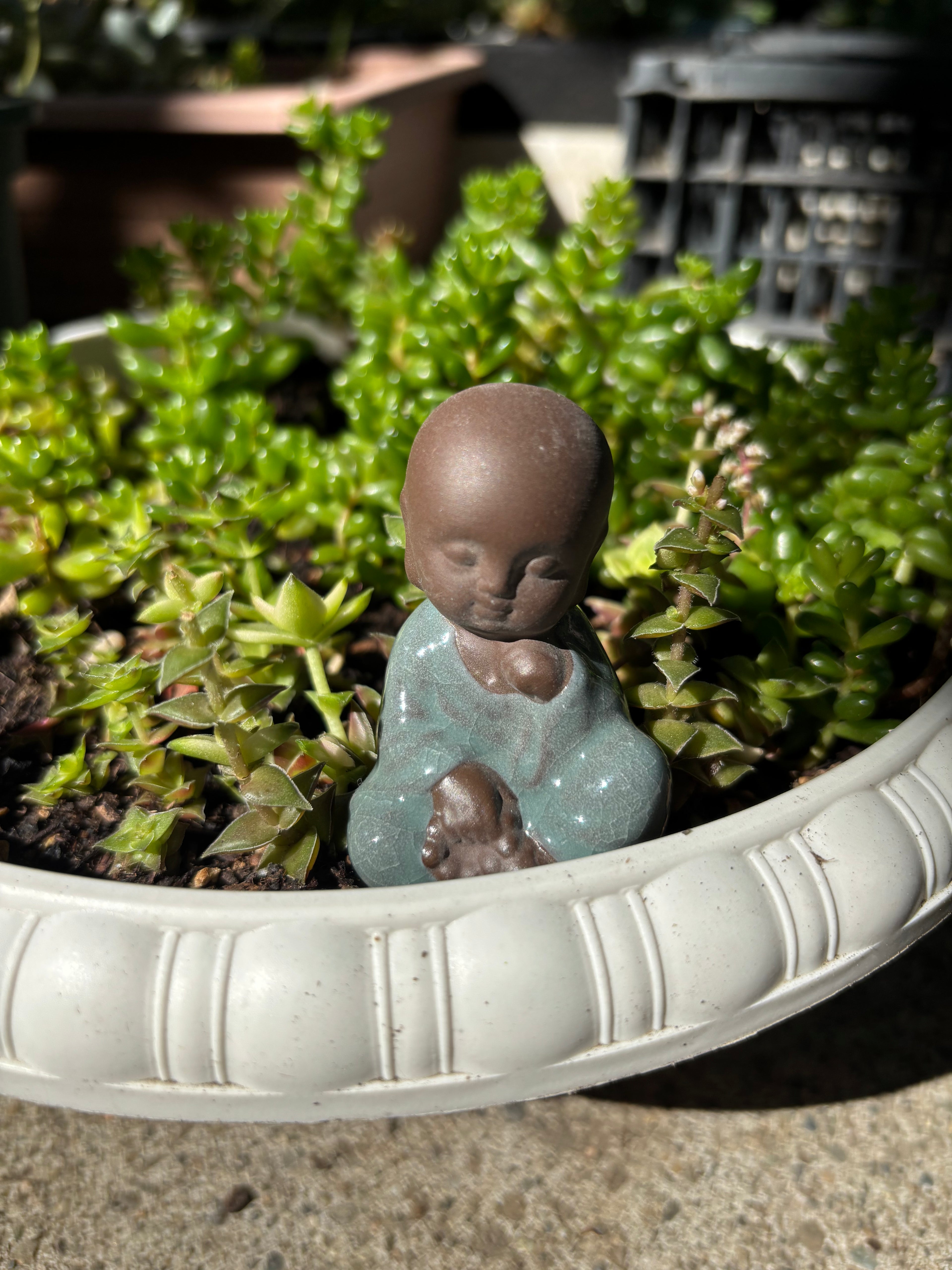 Cute Ceramic Little Monk Figurine Set (3 Pieces)