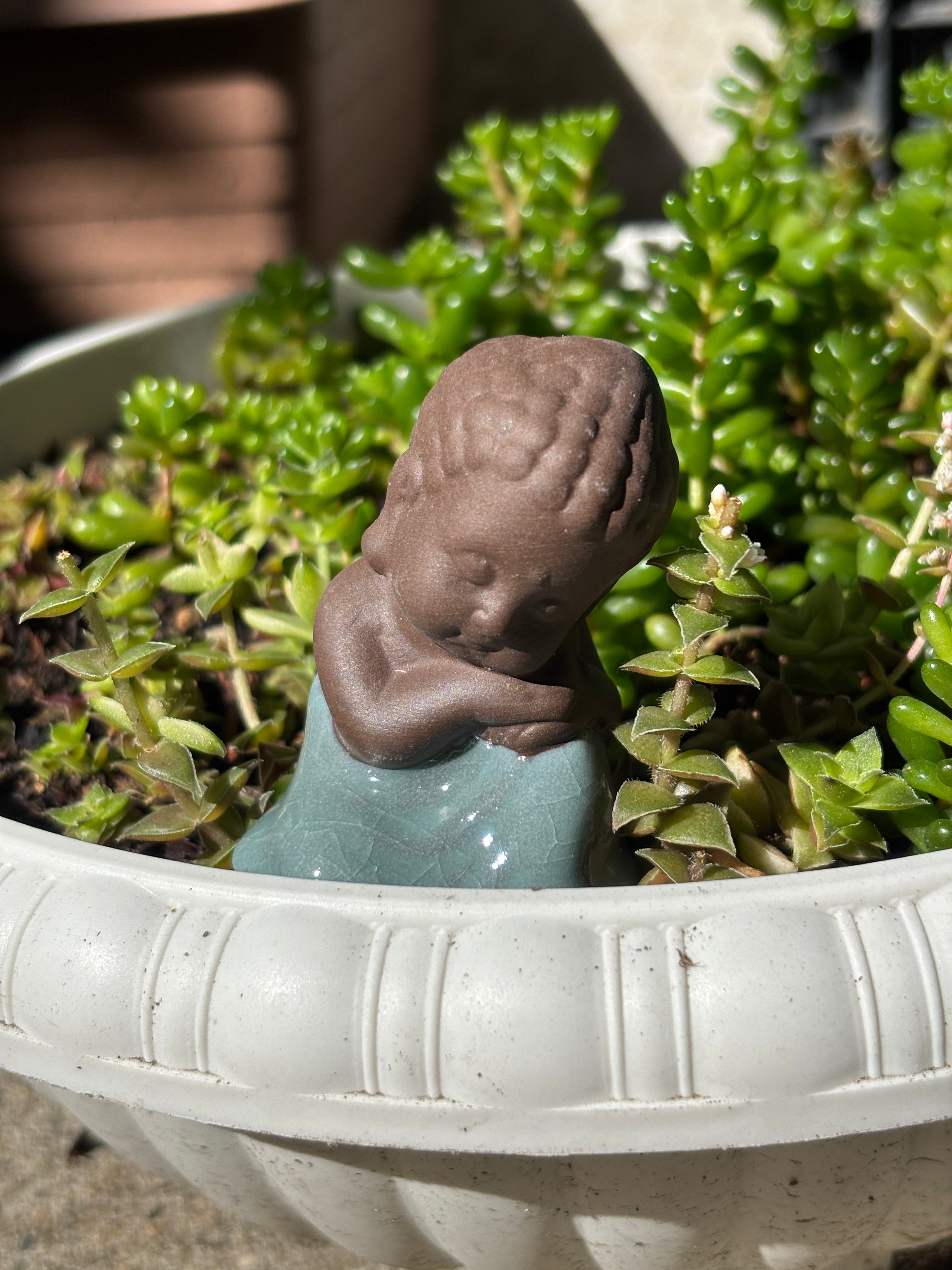 Cute Ceramic Little Monk Figurine Set (3 Pieces)