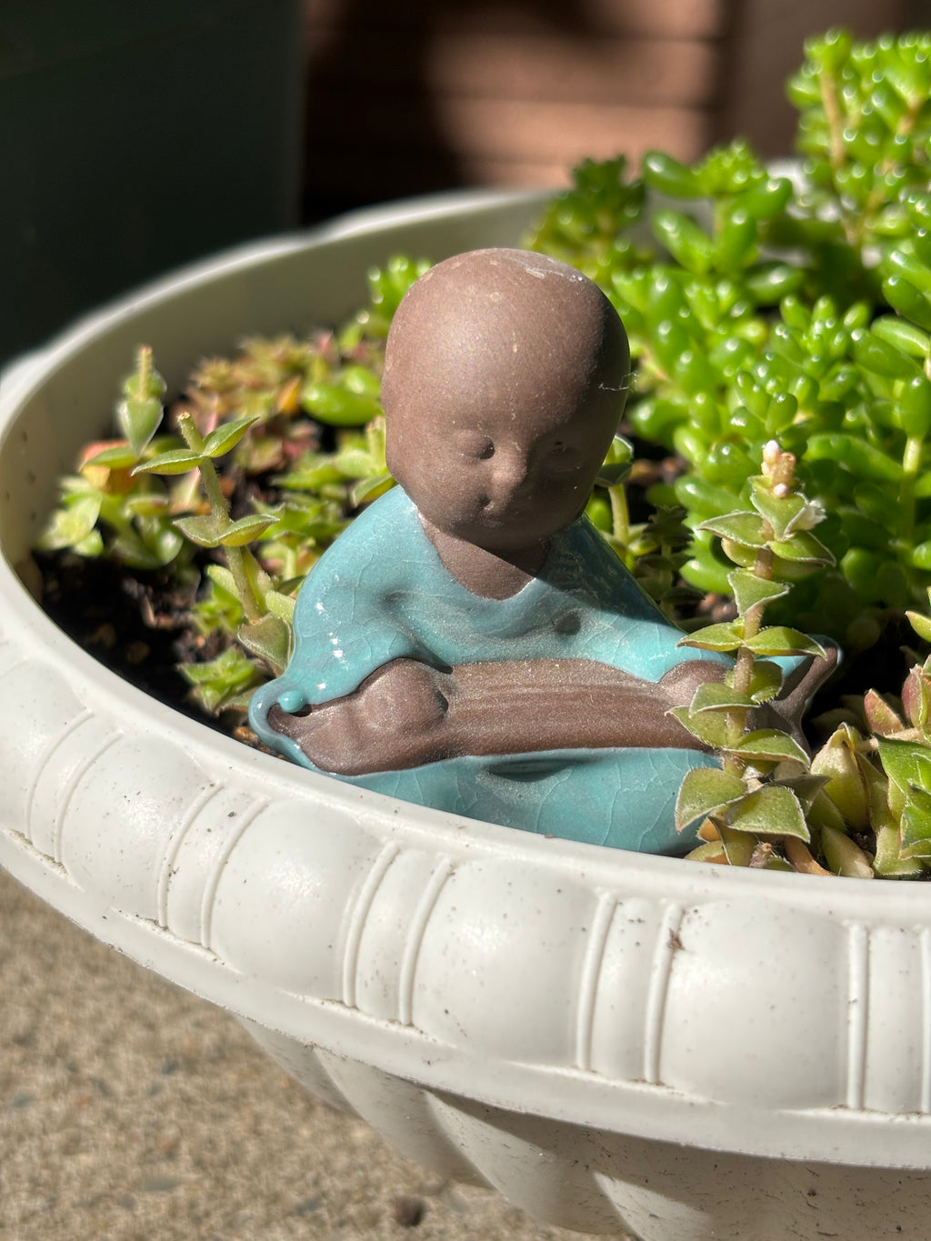 Cute Ceramic Little Monk Figurine Set (3 Pieces)