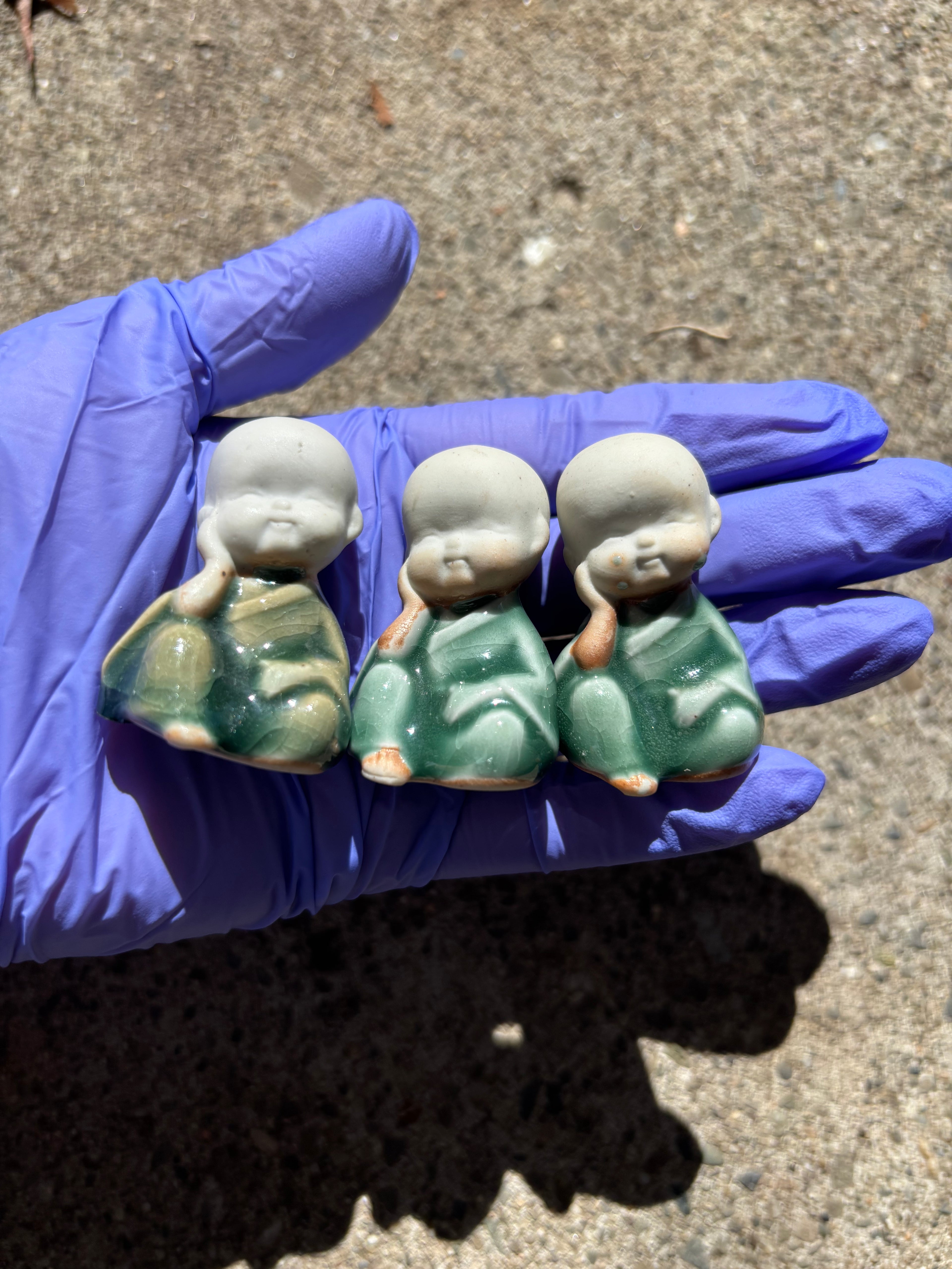 Cute Ceramic Little Monk Figurine Set (3 Pieces)