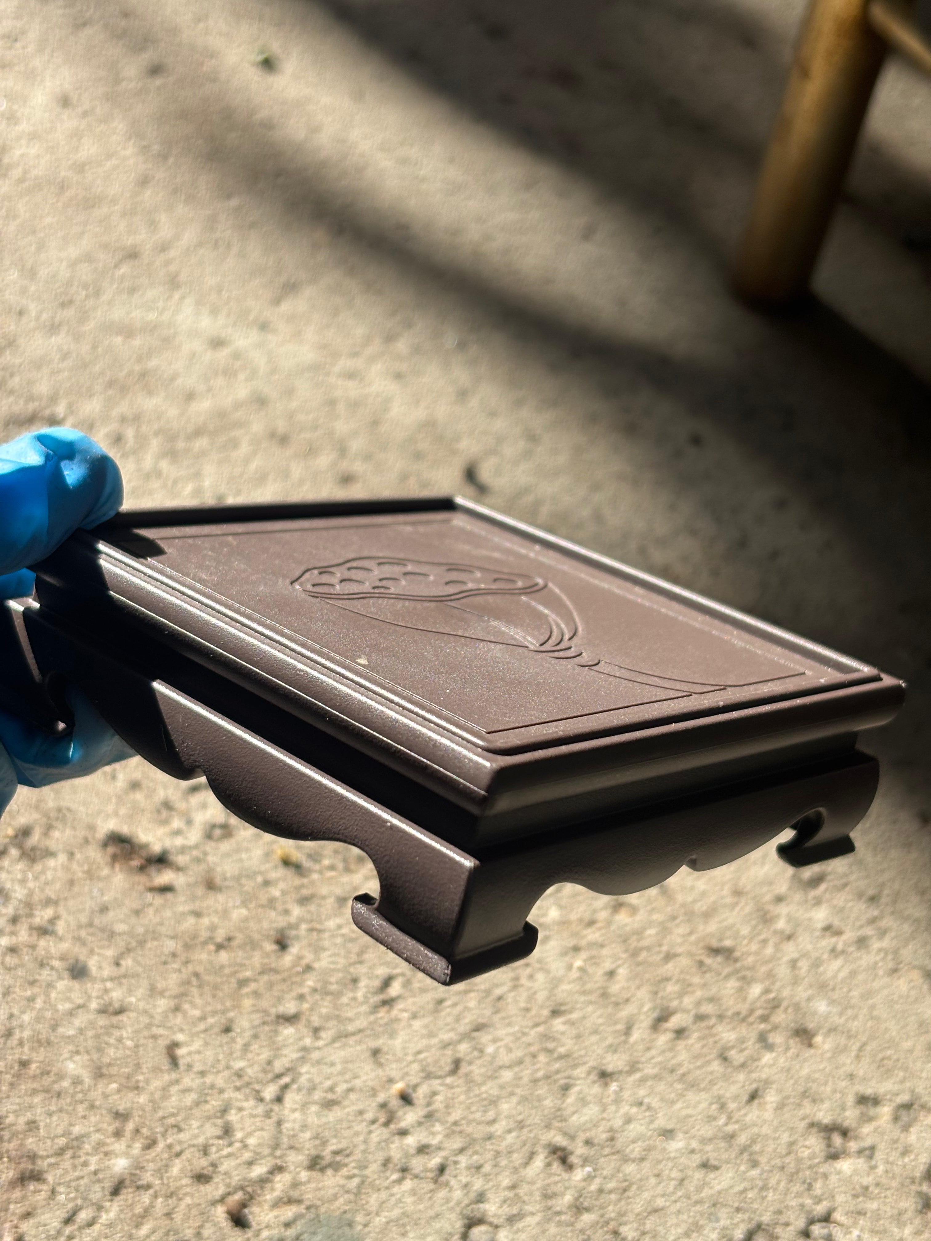 Square Resin Planter with Lotus Design + Stand