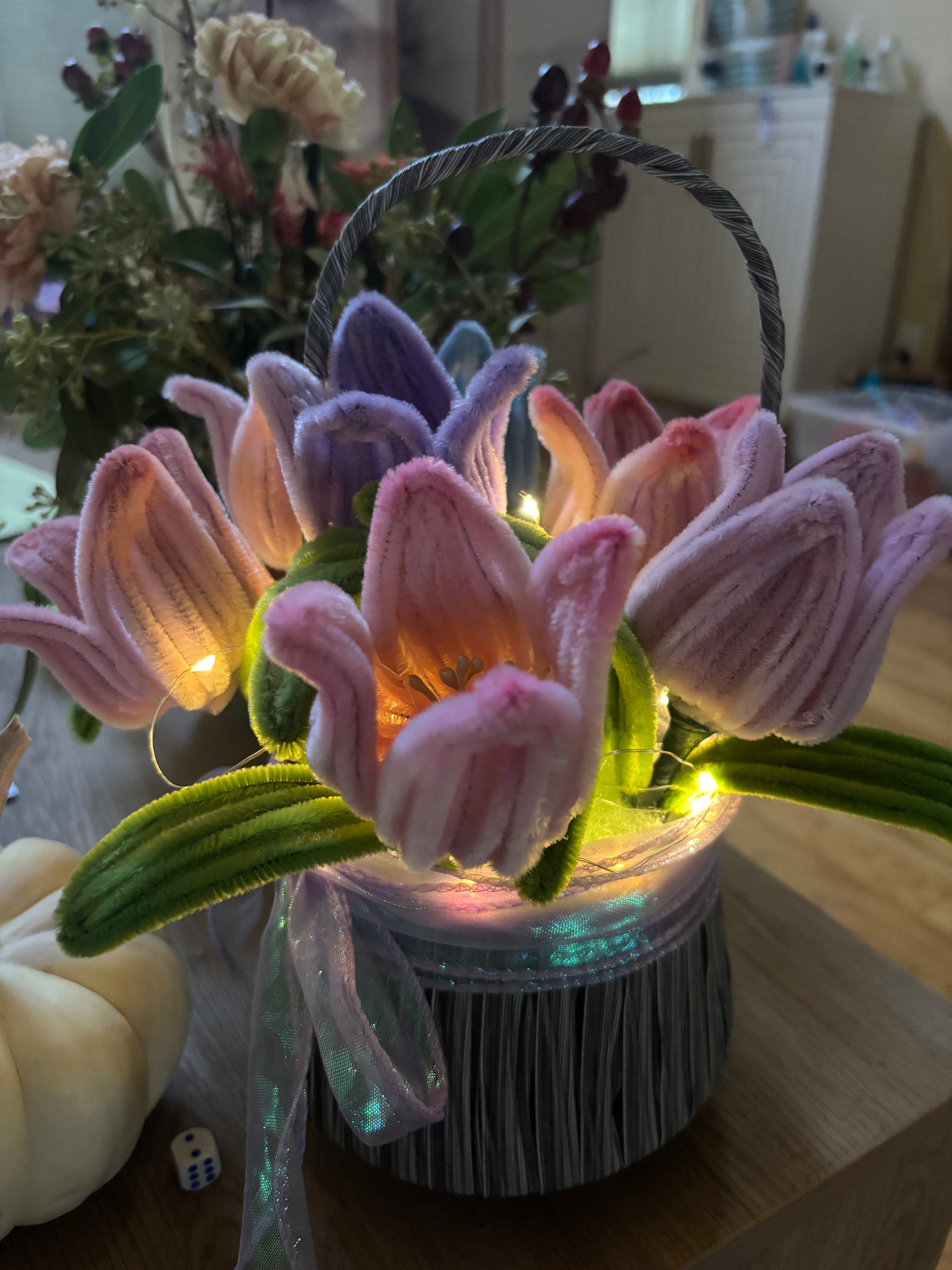 Cozy Chenille Flower Basket