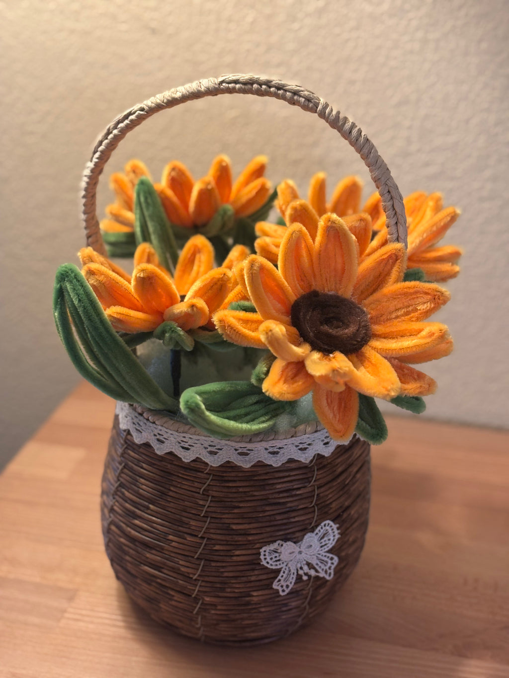 Cozy Chenille Flower Basket