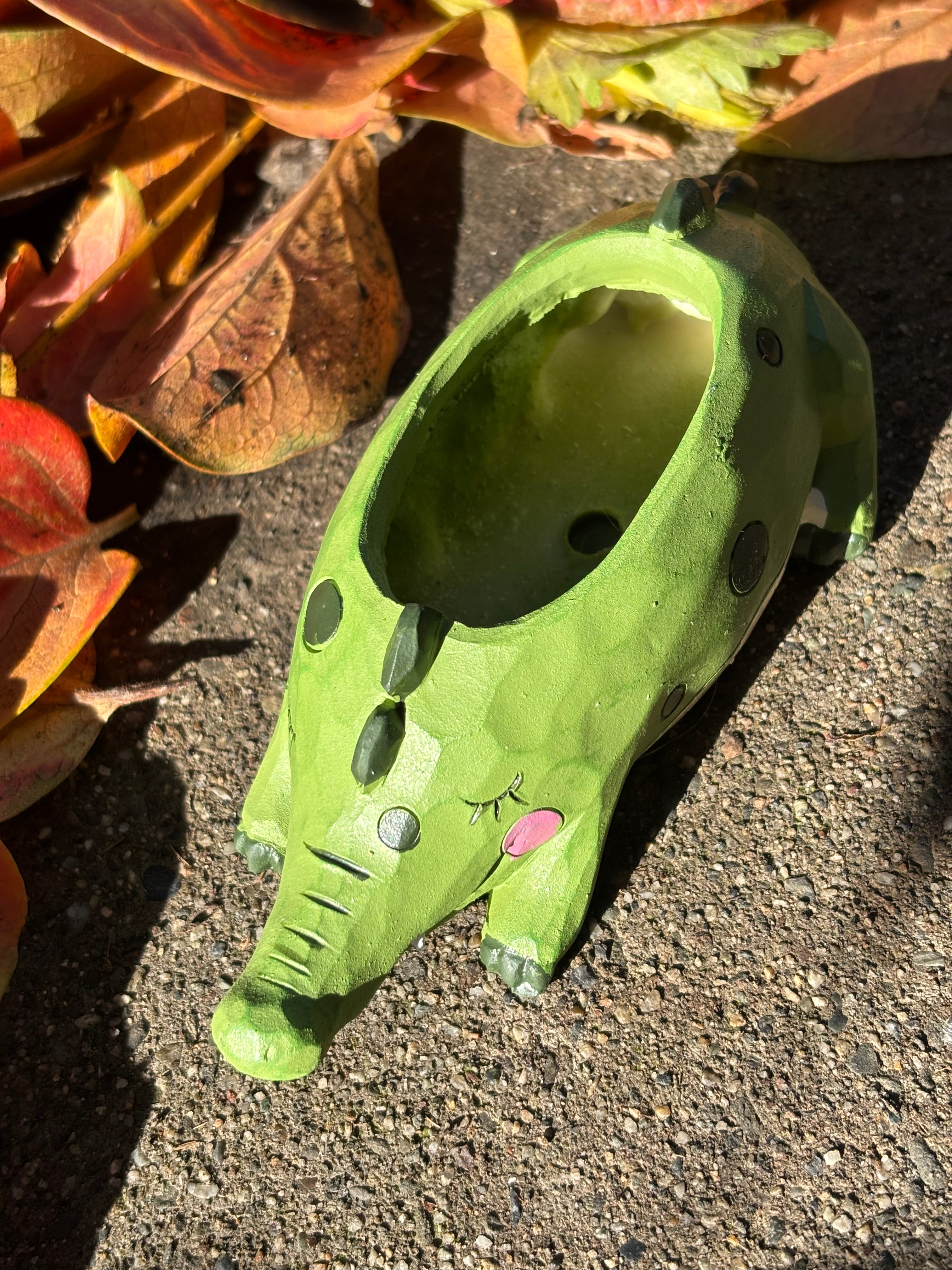 Cartoon Green alligator Succulent Planter