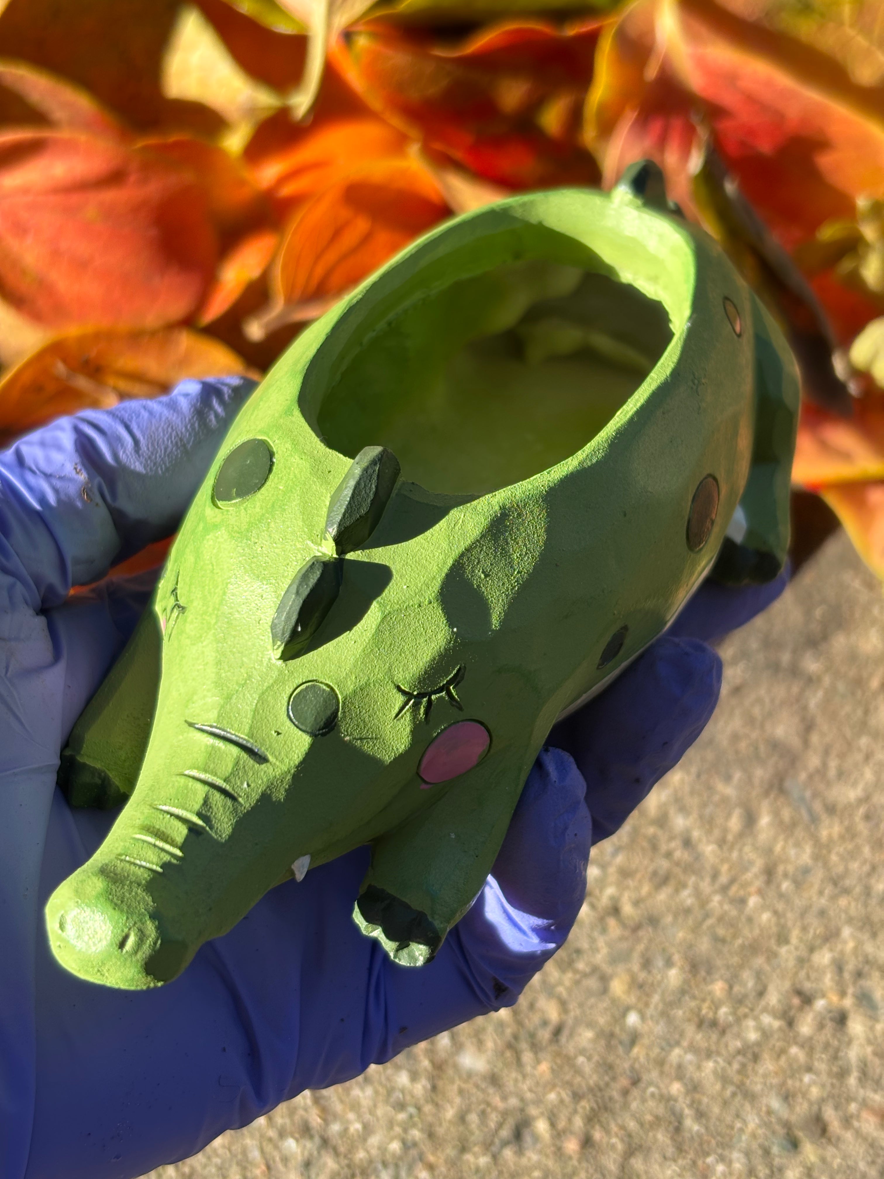 Cartoon Green alligator Succulent Planter