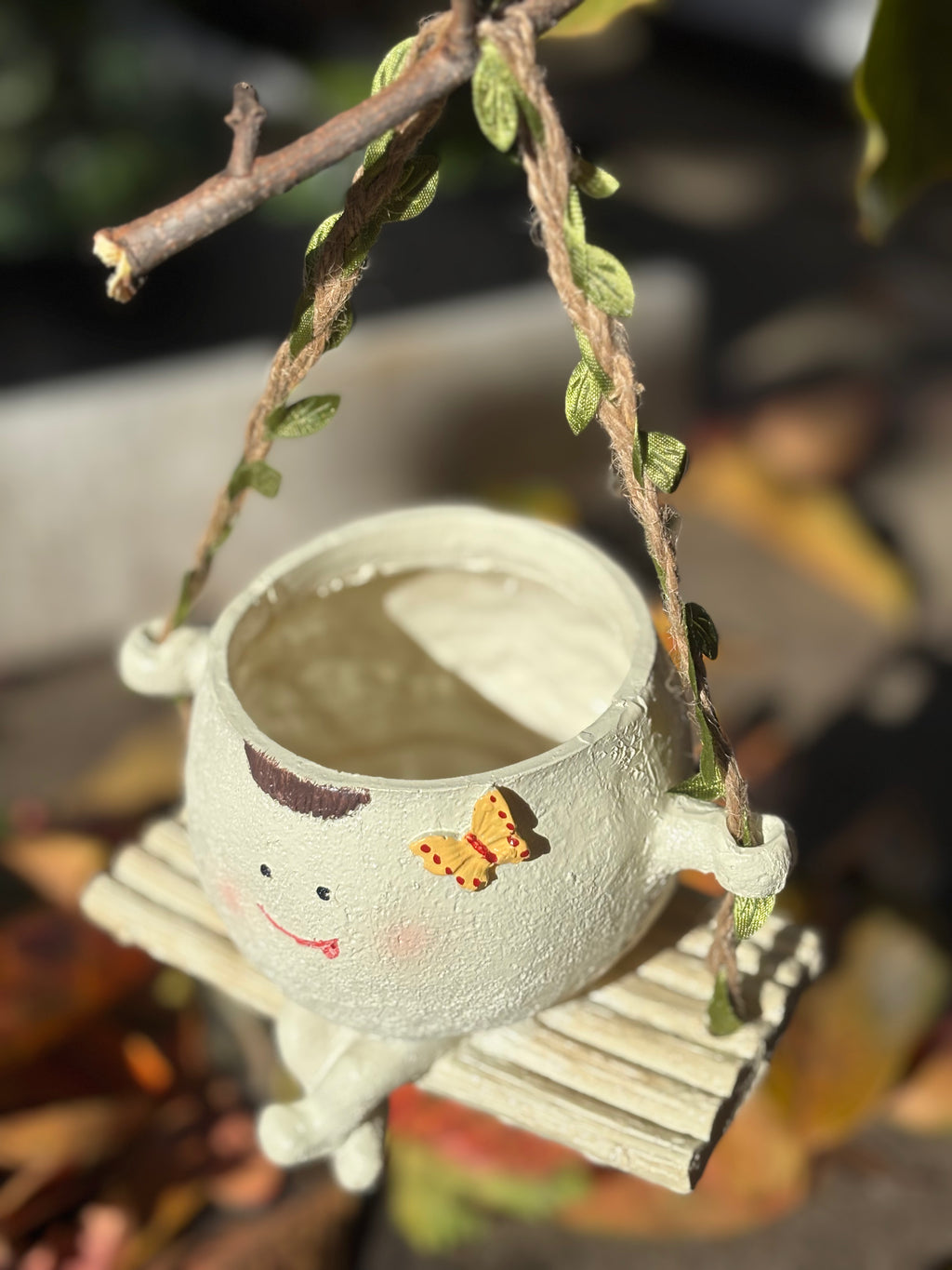 Swing Style Smiley Face Resin Planter