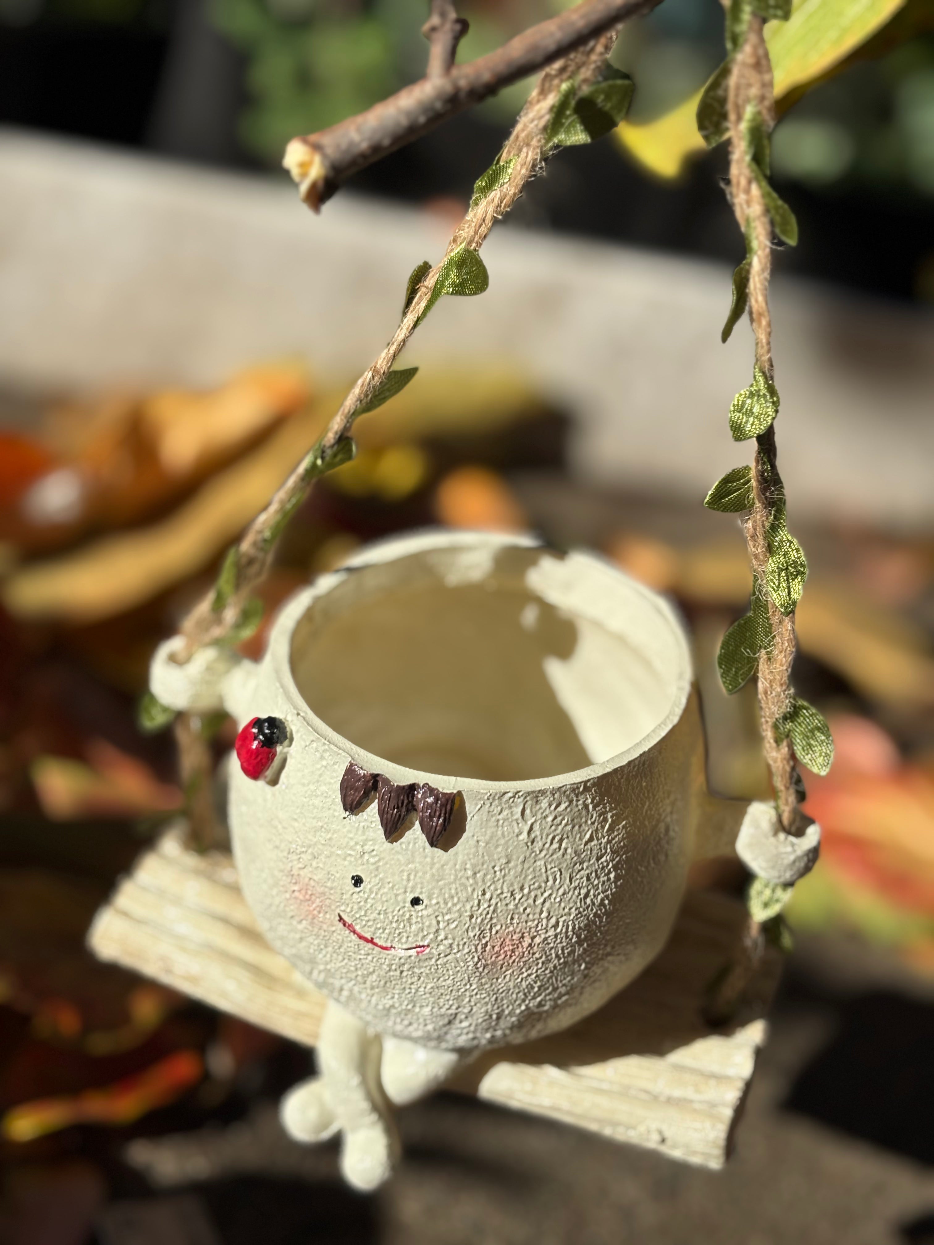 Swing Style Smiley Face Resin Planter