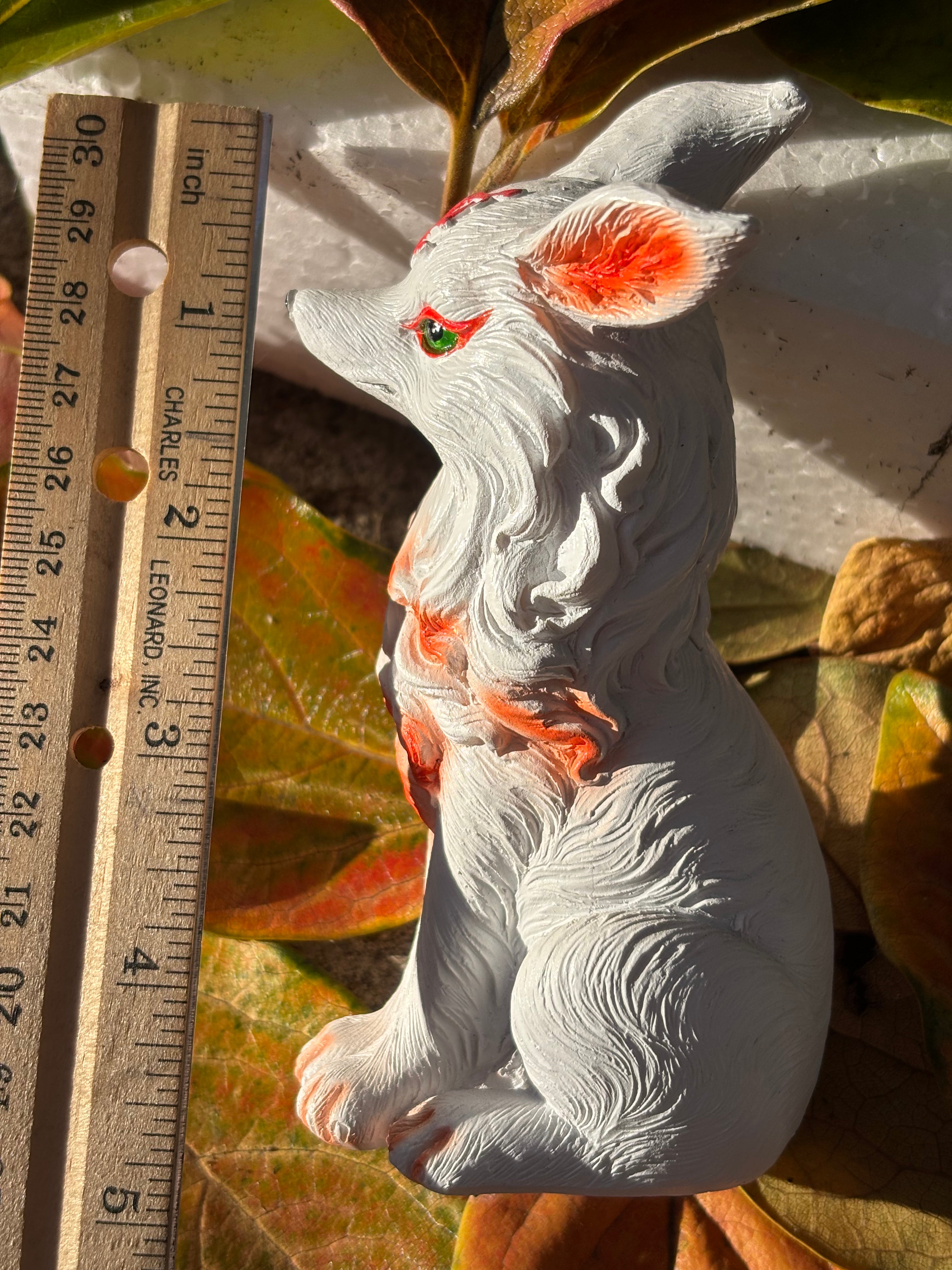 Charming Patterned White Fox Figurine 1