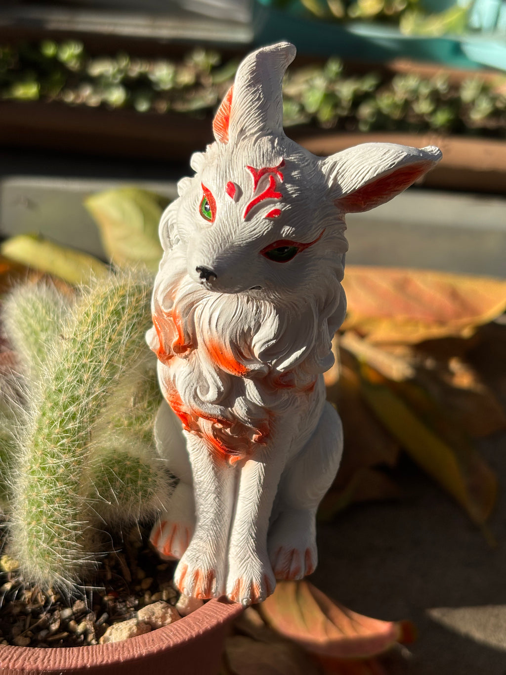 Charming Patterned White Fox Figurine 1