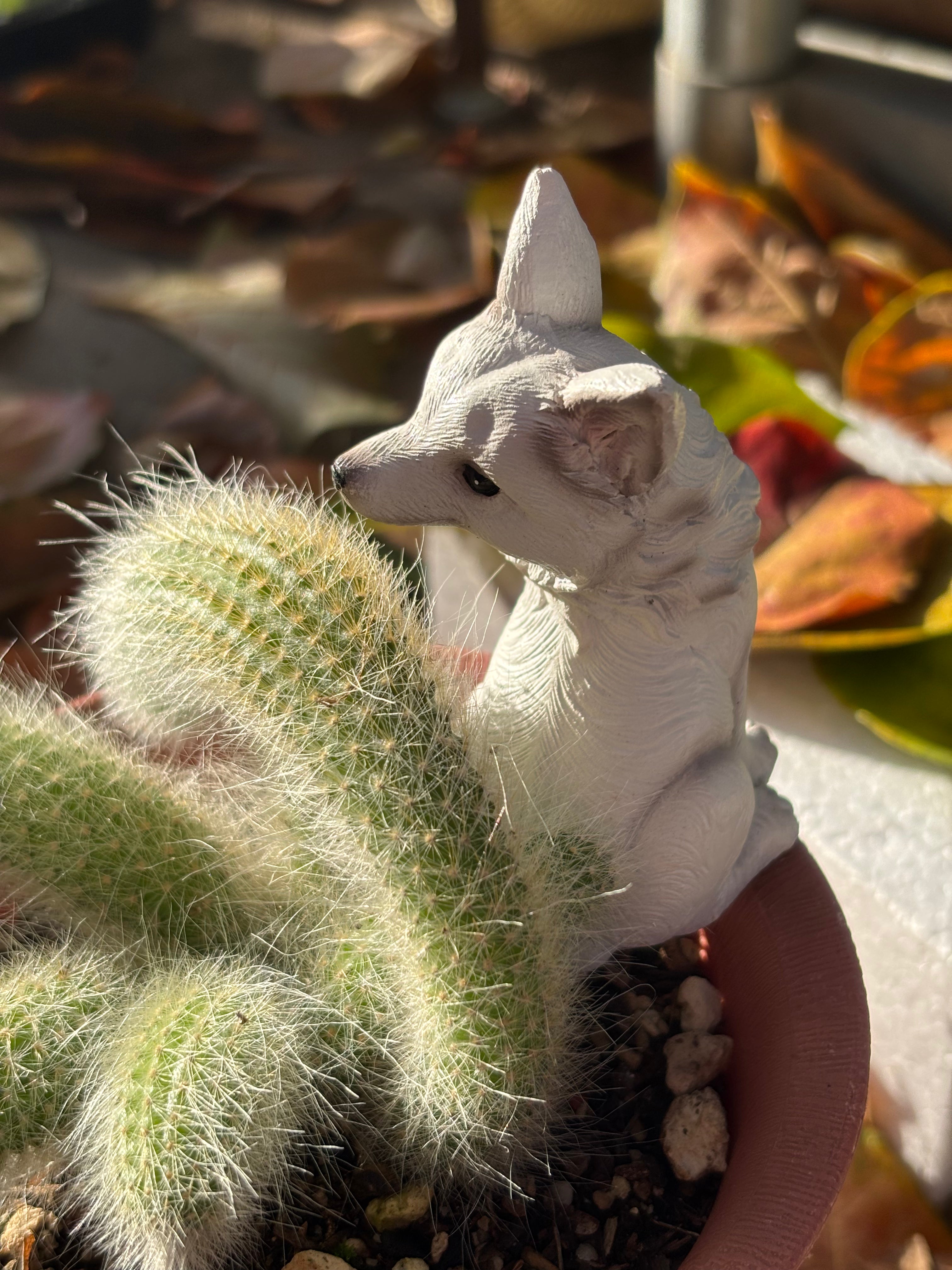 Charming Patterned White Fox Figurine 2
