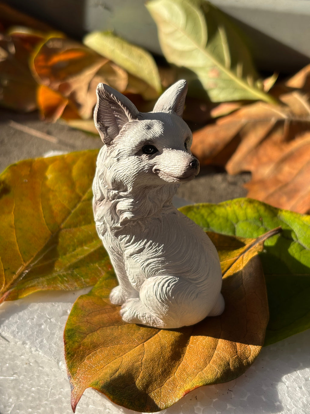 Charming Patterned White Fox Figurine 2